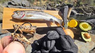 Solo Catch and Cook Trout in a Rock Oven  New Bait Works Every Time [upl. by Eelyme]