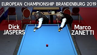 3Cushion European Championship Brandenburg 2019  Dick Jaspers vs Marco Zanetti [upl. by Notlok]