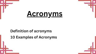 Acronyms with Examples  Word Formation [upl. by Sadella]