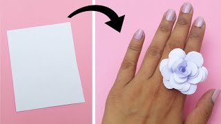 🥰 White Paper 🥰 Rose Ring Making • How to make paper ring at home • Ring making from paper • Ring 💍 [upl. by Elnore313]