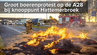 Boerenprotest A28  A50 knooppunt Hattemerbroek snelweg geblokkeerd  ©StefanVerkerknl [upl. by Erusaert]