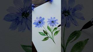 Simple purple Chicory flowers watercolor painting easypaintingforbegginers watercolortutorial [upl. by Wyly]