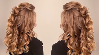 Half up half down hairstyle tutorial How to do curling iron curls [upl. by Ytok247]