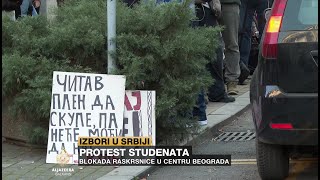 Protest studenata Blokirana raskrsnica u centru Beograda [upl. by Wallach778]