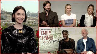 EMILY IN PARIS Season 4 Part 2 Cast Interview EMILY IN ROME Lily Collins Ashley Park Lucas Bravo [upl. by Enitnemelc]