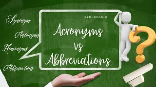 ACRONYMS VS ABBREVIATIONS  Definition amp Examples [upl. by Yekcin]