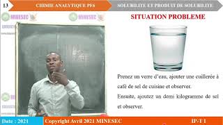 IPTI CHIMIE ANALYTIQUE PREMIERE F6 Leçon 3 solubilité et produit de solubilité [upl. by Leikeze567]