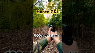 Shooting 100yd with ONLY IRON SIGHTS Huben GK1 Pistol airgun airpistol 25cal [upl. by Korwun]