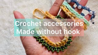 Creating crochet bracelet without hook tutorial handmadecrochet hobby beginnercrochet [upl. by O'Grady77]