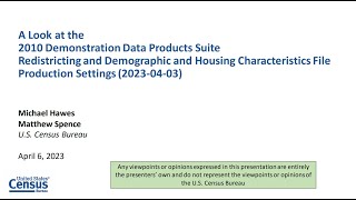 The 2010 Demonstration Data Products Suite – Redistricting Data and DHC [upl. by Ydna]