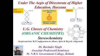 Stereochemistry Part 8 Atropisomerism RS Configuration in Allenes Spiro amp Bicyclic compounds [upl. by Attirehs89]