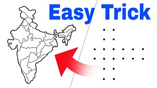 India map easy trick  How to draw India map With Dots  India map drawing  map of india [upl. by Mannie]