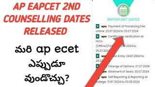 ap ecet 2nd counselling dates latest updates ap ecet certificate verification ecet seat allotment [upl. by Lussier]