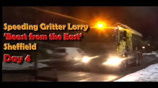 Gritter Lorry Gritting Sheffields Icy Winter Roads  UK Snow Beast from the East Day 4 [upl. by Eulalie]