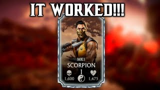 HOW I GOT MK1 SCORPION FOR FREE IN Mortal Kombat Mobile UNBELIEVABLE [upl. by Cita]