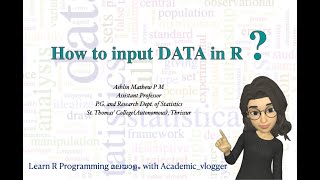 R programming  how to input data in R  Data inputting methods in R [upl. by Kerns]