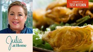 Crispy Artichoke Salad with Zesty Lemon Vinaigrette  Julia At Home S3 E3 [upl. by Brasca135]