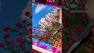 Blue sky and flower paintingacrylic paintingtechniquesexplore youtube youtubeshorts shortvide [upl. by Alliuqa]