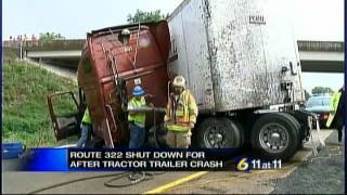 Tractortrailer accident closes Route 322 [upl. by Carroll]