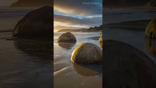 The Moeraki Boulders on Koekohe Beach New Zealand are mysterious perfectly round stones [upl. by Jemmie]