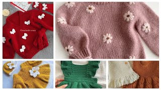 charming and stylish crochet hand Knitting baby crochet winter wear swater design 2023 [upl. by Drewett331]