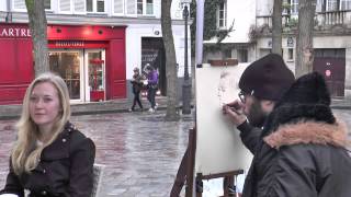 Sanguine portrait demonstration by Montmartre french artist Stéphane Plouviez [upl. by Leirum]