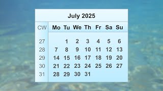 July 2025 Calendar [upl. by Lemaj]