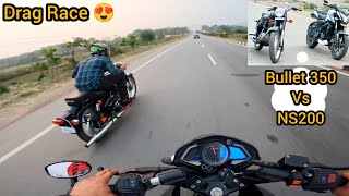 Bullet 350 vs Pulsar 200Ns Drag Race 😍 Helicopter Vs Sports Bike 😂 [upl. by Ferdinand]