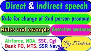 🔥 Lecture 6 🔥Rules for change of 2nd person pronoun 🩸 Direct and indirect speech 🩸 by Mehra sir 👍 [upl. by Sigismondo]