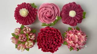 Buttercream Flower Cupcakes in red amp pink visit anhbakescom for recipes [upl. by Ahtela]