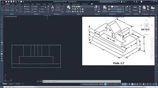 AutoCAD Orthographic Projection Example 2 Multi View Drawing [upl. by Groscr]