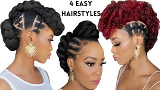 🔥4 QUICK amp EASY MOHAWK HAIRSTYLES ON NATURAL HAIR TUTORIALS  Protective Style  Tupo1 [upl. by Ahsaenat]