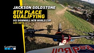 GoPro Jackson Goldstone 8th Place Qualifying in Les Gets  2023 UCI DHI MTB World Cup [upl. by Elidad21]