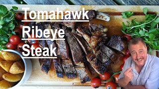 reverse seared tomahawk ribeye steak and red wine pan sauce [upl. by Akilegna454]