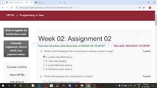 NPTELProgramming in JavaNPTELQuiz Week 02 AssignmentJuly 2024 [upl. by Martinez756]