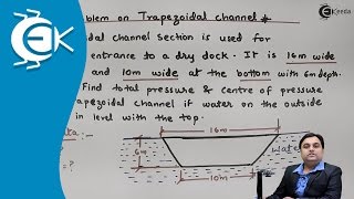 Problem on Trapezoidal Channel  Hydrostatic Forces on Surfaces  Fluid Mechanics 1 [upl. by Enomaj]