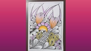 easy zentangle  zen art  step by step zentangle  pattern art  RelaxingzenMethods zentangleart [upl. by Llerryt657]