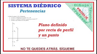 Diédrico Pertenencias PLANO DEFINIDO POR UNA RECTA DE PERFIL Y UN PUNTO [upl. by Friede]