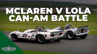 McLaren vs Lola V8 CanAm allout battle  Goodwood Revival [upl. by Nekcarb]