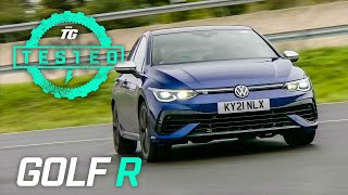 2022 VW Golf R Review 060mph Drift Mode Sound Handling amp More  Top Gear Tested [upl. by Arekahs]