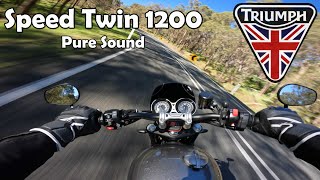 Triumph Speed Twin 1200 exhaust  Pure Sound  4k  Motovlog [upl. by Enairb]