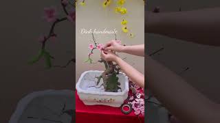 Ghép cây đào bonsai đỉnhhandmade hoakemnhung handmade decor flowers hoadao hoahandmade tet [upl. by Adniuqal]