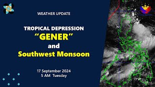 Press Briefing Tropical Depression GenerPH 5 AM Update September 17 2024  Tuesday [upl. by Jezrdna183]