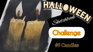 How to Paint Candles in Himi Gouache Halloween Sketchbook Challenge [upl. by Annaid904]