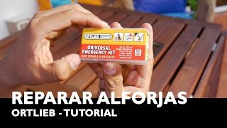 Reparar Alforjas Ortlieb con el Universal Emergency kit parchar [upl. by Neelrahs249]