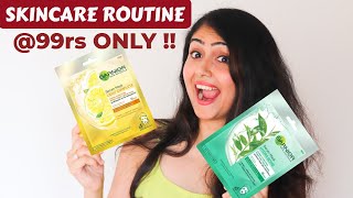 I TRIED GARNIER SHEET MASK FOR THE FIRST TIME  GLOWING SKIN IN 15 MINS  HONEST REVIEW amp HOW TO USE [upl. by Lenci250]