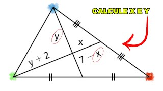 VISUALIZE  Baricentro Determine o x e y no triângulo  GEOMETRIA PLANA [upl. by Archy887]