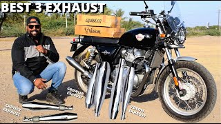 BEST 3 Exhaust for Royal Enfield Interceptor amp GT 650  Low Medium amp High Range Exhaust 🔥 [upl. by Aronos658]