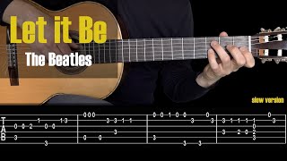 Let it Be  The Beatles Easy finger style tutorial  TAB [upl. by Okramed]