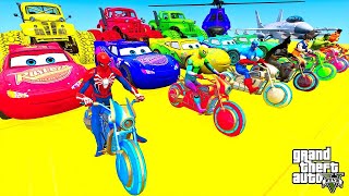 TRANSPORTING PIXAR CARS amp FRUITS WITH COLORED amp JOHN DEERE vs CLAAS vs TRACTORS  BeamNGdrive [upl. by Orodoet]